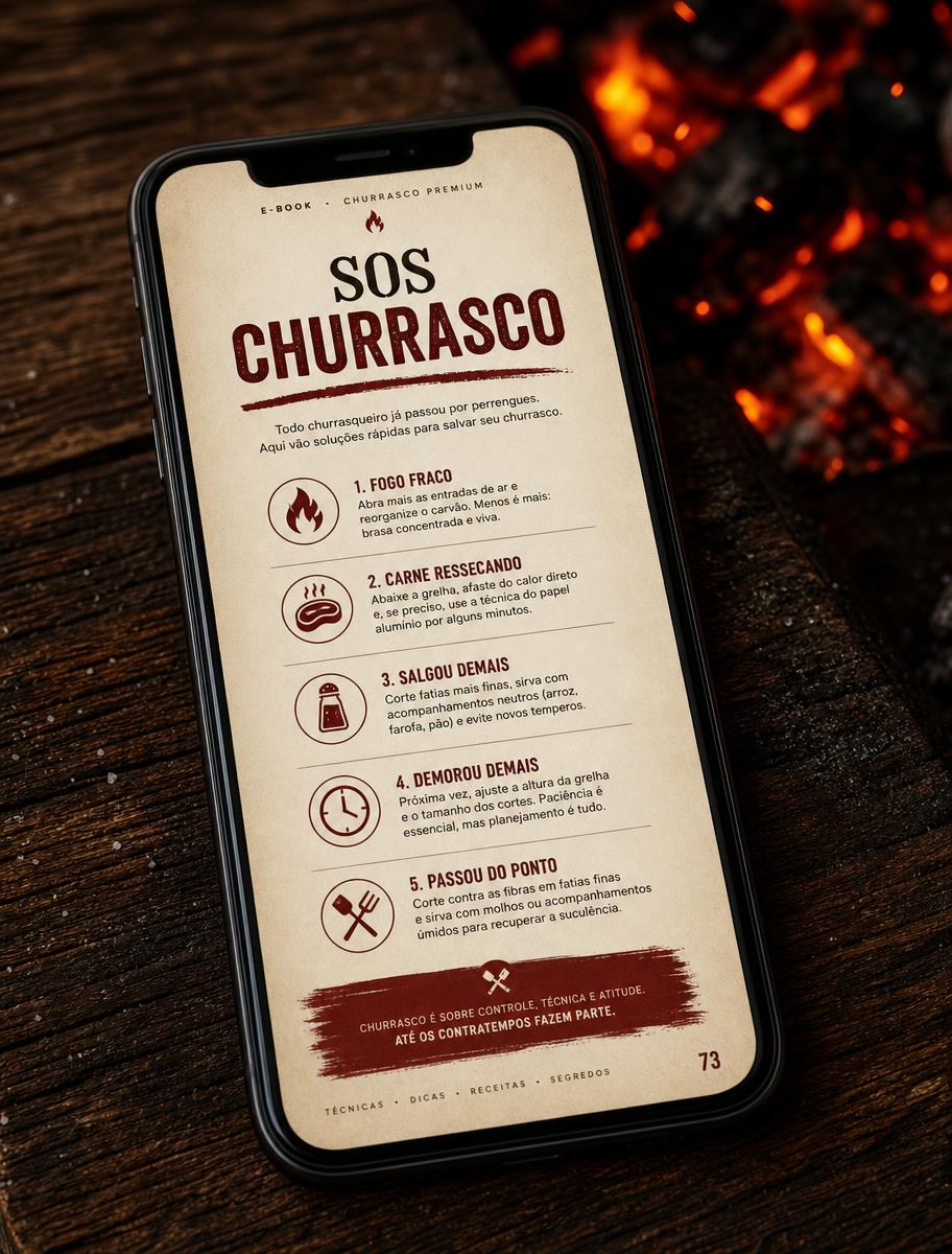 Guia SOS Churrasco aberto no celular
